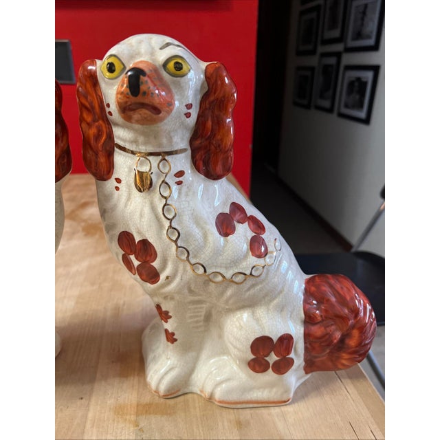 American Pair of Antique Decorated Staffordshire Dogs, Circa 1860's For Sale - Image 3 of 16