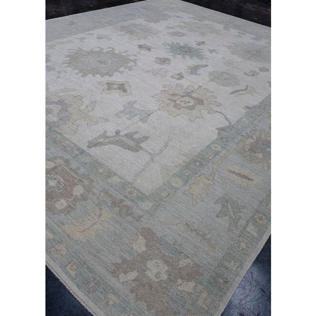 Turkish Turkish Oushak Rug 12'5" x 15'8" For Sale - Image 3 of 8