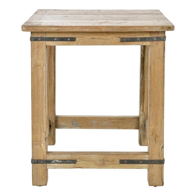 Square Table in Solid Wood and Metal For Sale
