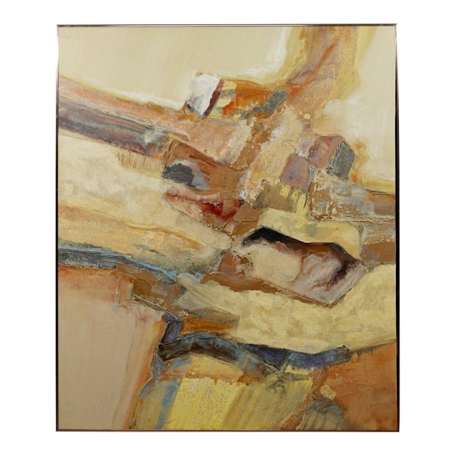 Mid Century Modern Framed Abstract Acrylic Oil Canvas Painting by Chuck Parsons For Sale