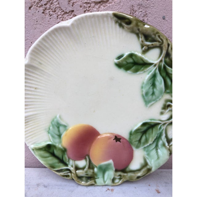 Small German Majolica Apples Plate Circa 1900.