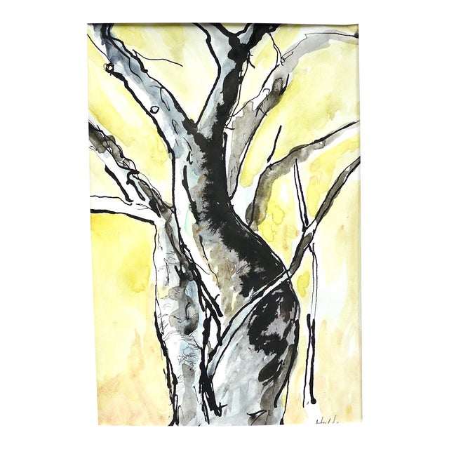 Martha Holden "Portrait of Trees" Contemporary Abstract Landscape Ink and Watercolor Painting on Paper For Sale