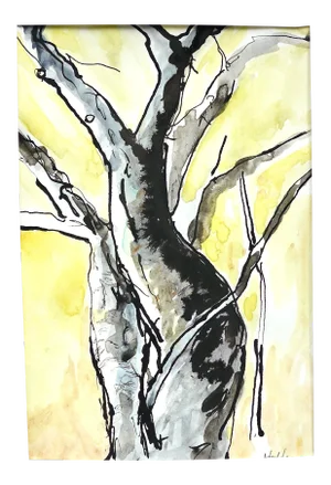 Martha Holden "Portrait of Trees" Contemporary Abstract Landscape Ink and Watercolor Painting on Paper