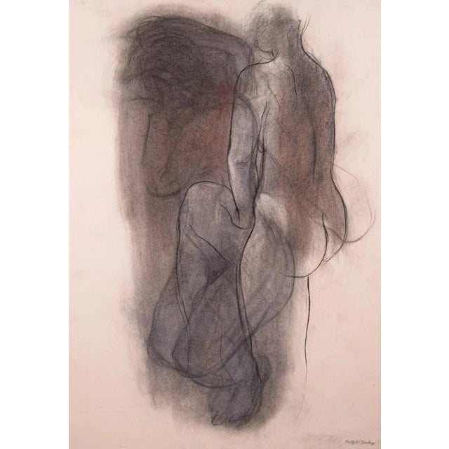 A modern figurative drawing with graphite, charcoal, and chalk on paper by Detroit artist Betty Woodward-Bosley. Created...