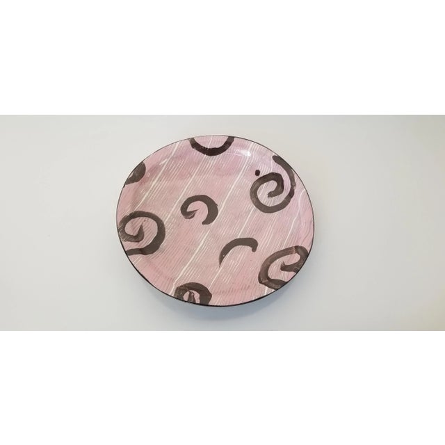 1980s A. Reebes Postmodern Hand-Painted Decorative Ceramic Low Bowl For Sale - Image 9 of 9