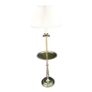 Vintage Frederick Cooper of Chicago Brass Floor Lamp With Round Tray Table For Sale