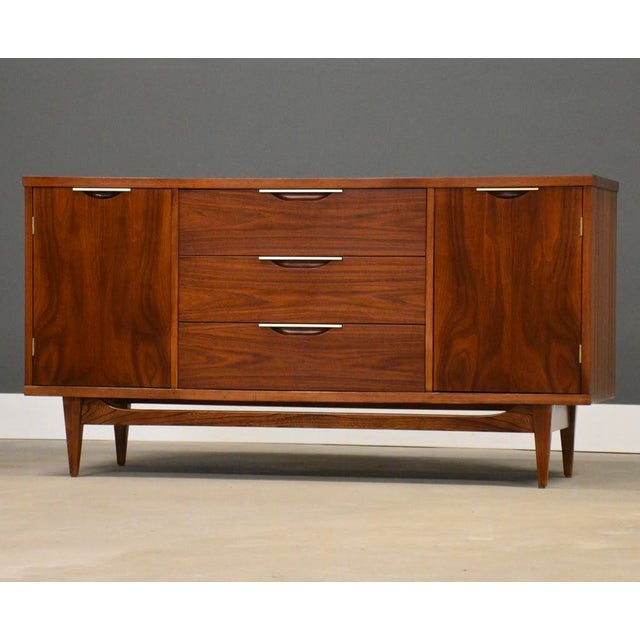Wood 1960s Refinished 58” Walnut Sideboard Credenza by Kent Coffey Tableau For Sale - Image 7 of 10