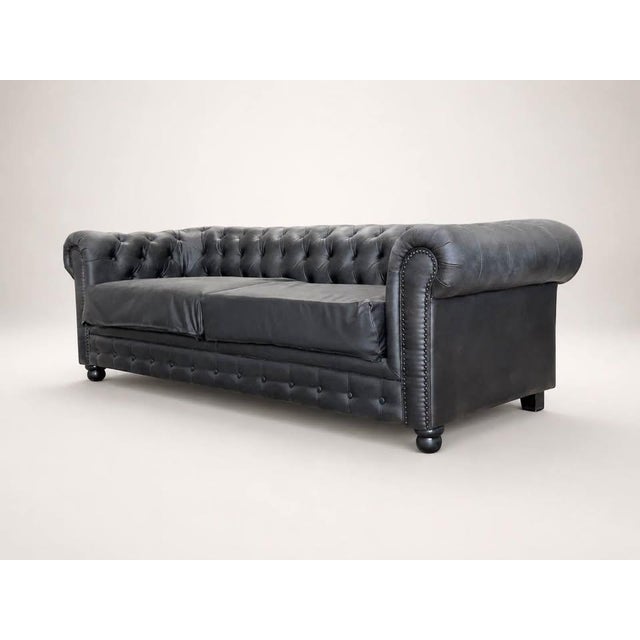 Modern Studio-Finished Dark Charcoal Chesterfield Sofa With Tufting and Rolled Arms For Sale - Image 3 of 5