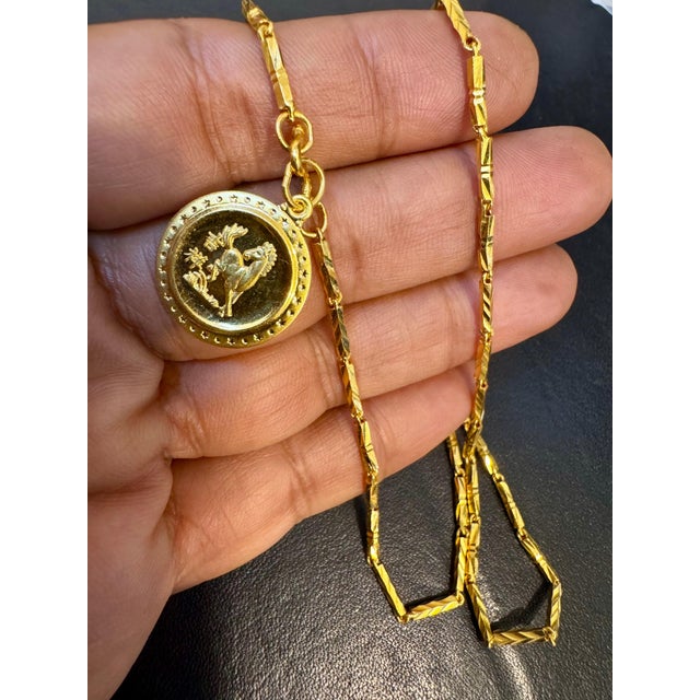 24 Karat Pure Gold Hand Made Yellow Gold Coin Necklace, 10.8 Gm, 18 Inch For Sale - Image 13 of 18