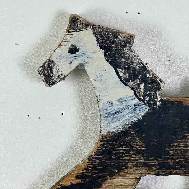 1920s Primitive Folk Art Handmade & Painted Wood Horse on Metal Arrow Weathervane For Sale - Image 10 of 10