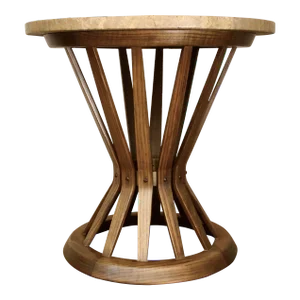 1960s Edward Wormley for Dunbar Sheaf of Wheat Table, Travertine and Ash