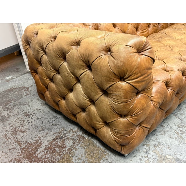 Animal Skin English Traditional Chesterfield Sofa For Sale - Image 7 of 12