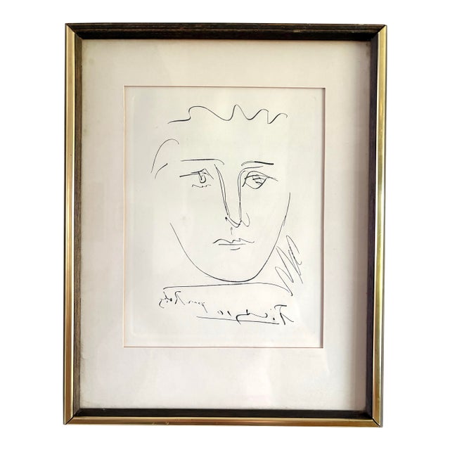 Pablo Picasso Authorized Vintage Etching Titled Pour Robie. In Original Frame For Sale