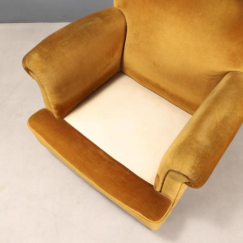 Yellow Vintage Armchairs in Velvet, Italy, 1950s, Set of 2 For Sale - Image 8 of 10