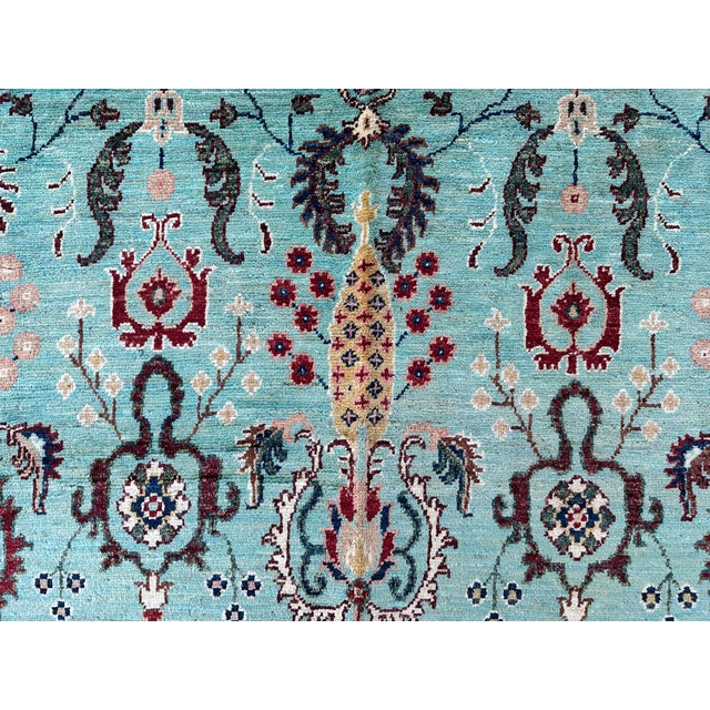 Teal Teal Oushak Hand-Knotted Wool Rug - 7'10" X 5'8" For Sale - Image 8 of 14