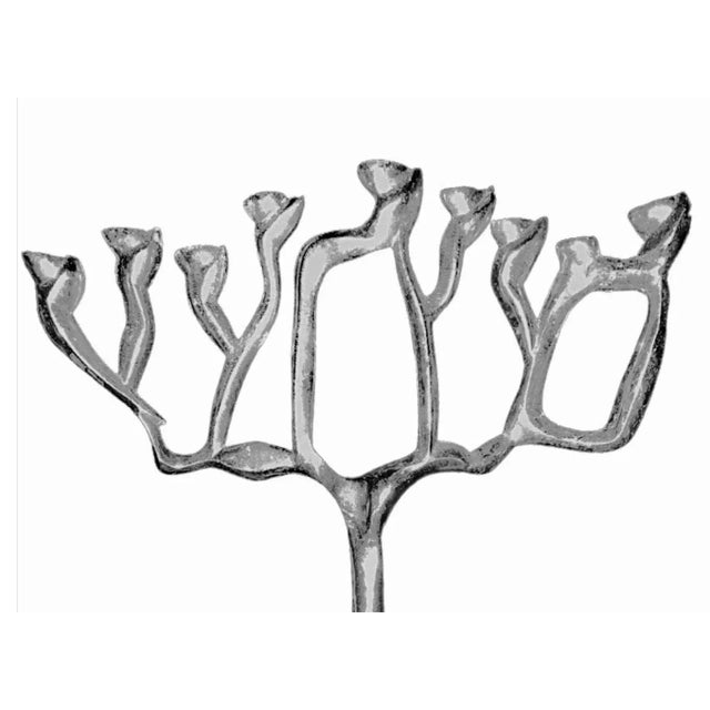 1960s Vintage Mid Century Modern Don Drumm Style Aluminum Abstract Brutalist Artisan Sculpture Menorah For Sale - Image 5 of 13