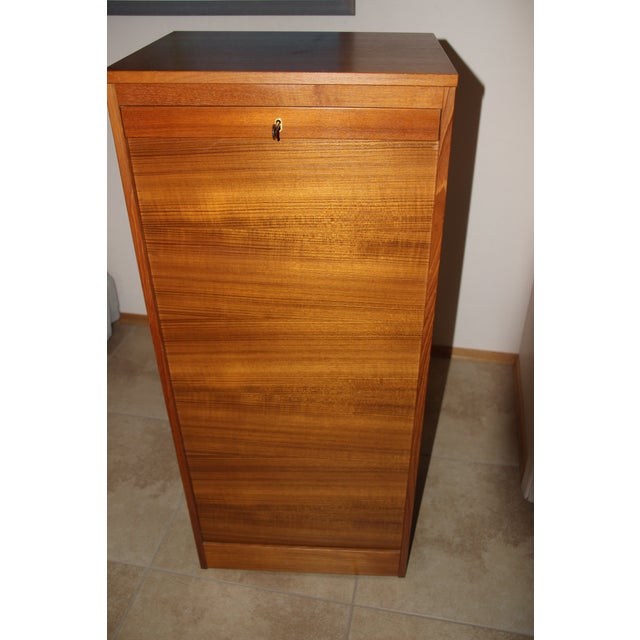 Danish Teak Filing With Tambour Door & Locking Key Chairish