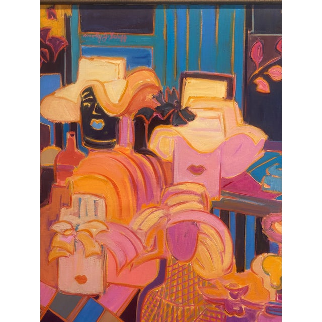 Mannequin Models by Molly Schiff Seventies era oil painting on canvas featuring unusual still life of prop closet. Molly's...