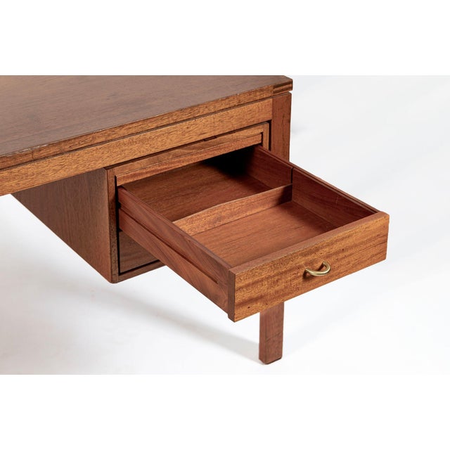 Large Mid Century Danish Modern Mahogany Wood Executive Desk, 2 Matching Avail For Sale - Image 10 of 17