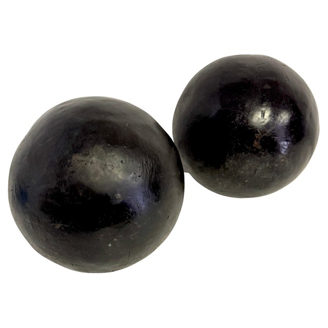 Graduated (9" & 7") Pair of Artisan Bronze Garden Balls / Sculptural Spheres For Sale - Image 4 of 18