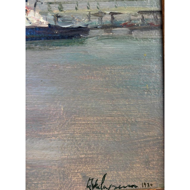 1980s Boris Mikhailovich Lavrenko, Sunset on Boarding, Oil on Cardboard, 1980s For Sale - Image 5 of 6