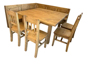 Farmhouse-Style Corner Bench Set in Spruce, Set of 5