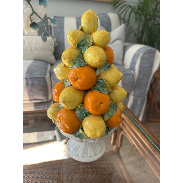 1980s Vintage Italian Lemon Orange Basket For Sale - Image 5 of 6