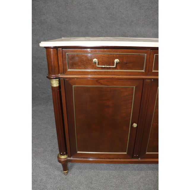 Fine Shallow Depth Maison Jansen Style Directoire Marble Top Mahogany Sideboard For Sale - Image 13 of 15