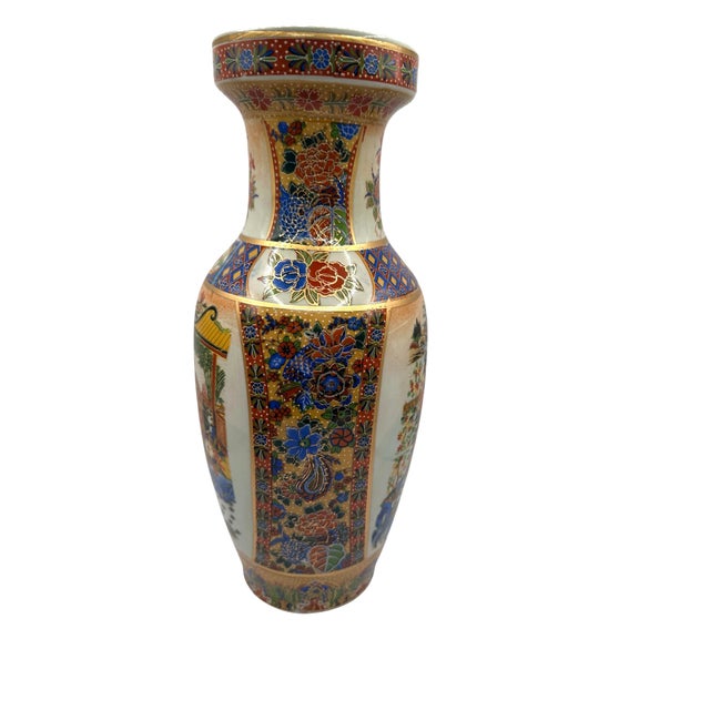 Late 20th Century Vintage Satsuma Style Hand-Painted Japanese Geisha & Garden Motif - A 3 Piece Set For Sale - Image 5 of 11