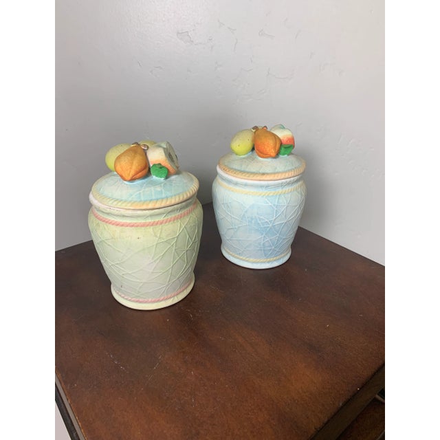 Traditional Mid 20th Century Stoneware Fruit Finial Cookie Jars - Set of 2 For Sale - Image 3 of 8