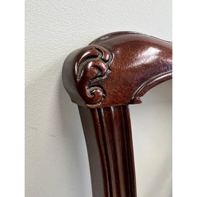 Baker Furniture Chippendale Style Carved Mahogany Queen Pierced Splat Headboard For Sale - Image 11 of 16