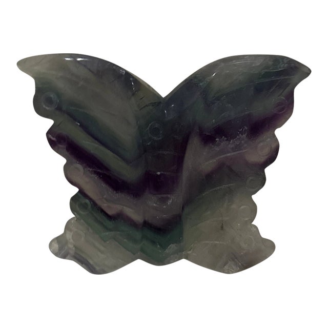 Rainbow Fluorite Butterfly Hand-Carved Made in Brazil For Sale