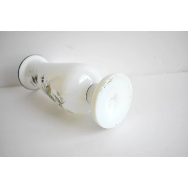 Antique Hand-Painted White Glass Vase For Sale - Image 9 of 10
