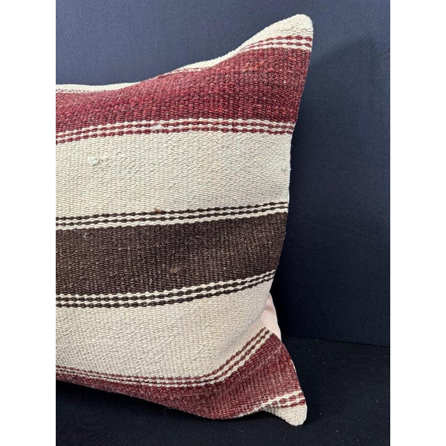 Contemporary Turkish Hemp Pillow Cushion Natural Beige Red Cushion Cover 20"x20" For Sale - Image 3 of 4