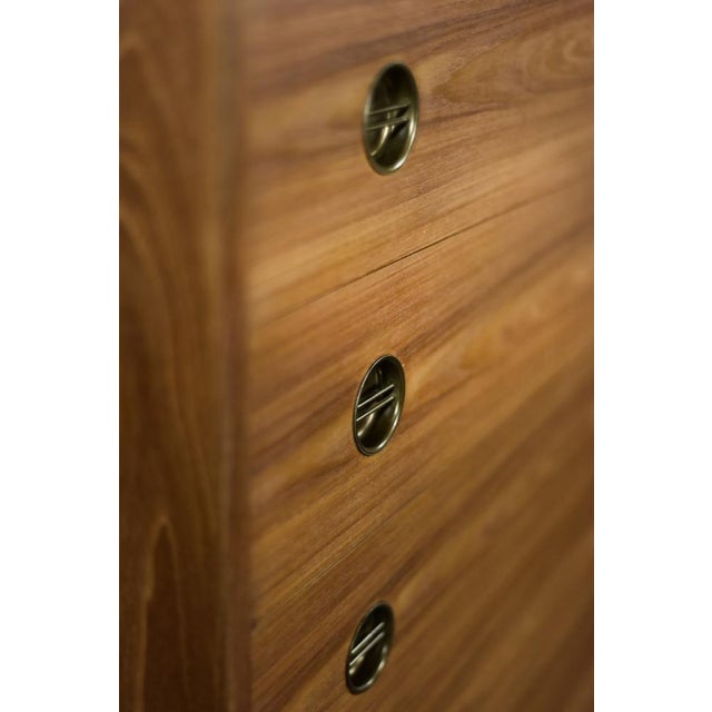 Mid-Century Danish Modern High Teak Highboy with Brass Handles, 1960s For Sale - Image 13 of 18