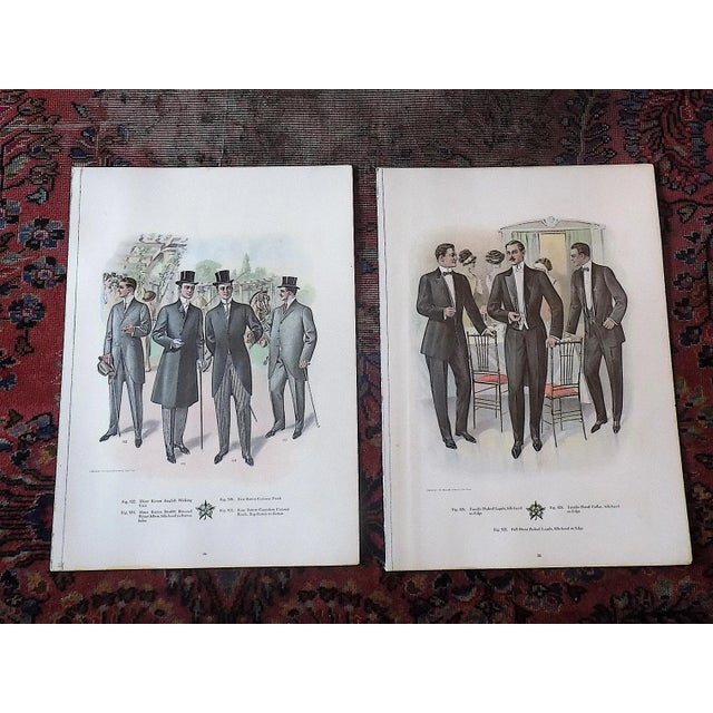 1910s Antique "Well Dressed Men" Lithographs - a Pair For Sale - Image 5 of 5