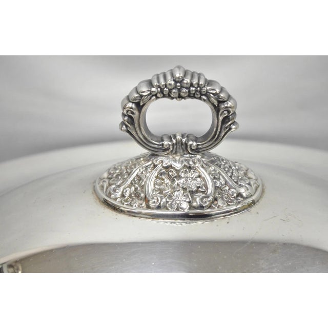 Traditional Vintage Poole Regency Style Footed Silver Plated Lidded Soup Tureen Serving Bowl For Sale - Image 3 of 15