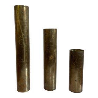 Vintage Mid Century Danish Brass Bud Flower Vases For Sale