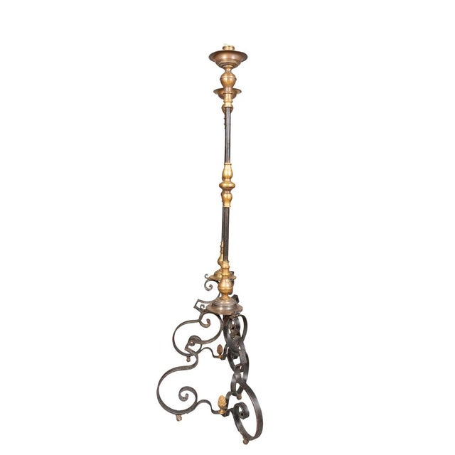 English Pair of Wrought Iron and Bronze Torcheres For Sale - Image 3 of 9