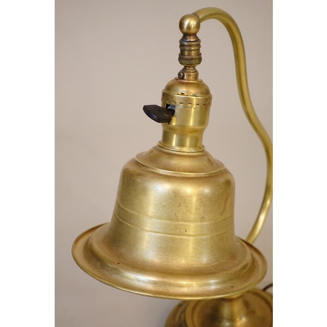 Miller Lamp Company 1920s Miller Lamp Arts & Crafts Craftsman Solid Brass Bell Shade Industrial Table Lamp For Sale - Image 4 of 12