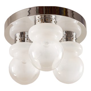 Italian Chrome and Murano Glass Flush Mount from Mazzega, 1970s For Sale