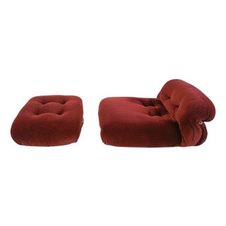 Set of Soriana Lounge Chair and Ottoman by Afra & Tobia Scarpa for Cassina, 1970s For Sale