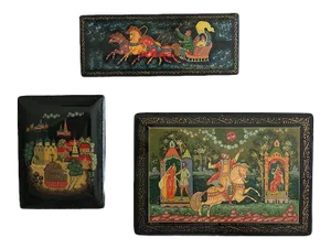 Russian Lacquered Box Collection - Set of 3