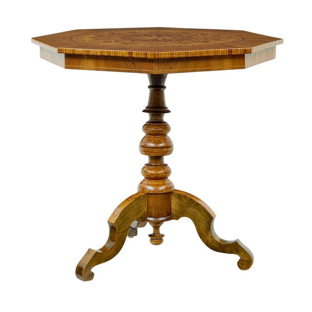 Antique Italian Inlaid Walnut Sorrento Table, 1890 For Sale - Image 3 of 11