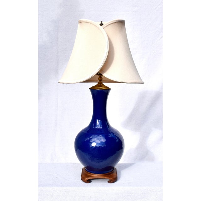 Blue Antique Chinese Porcelain Bottle Shape Cobalt Blue Table Lamp For Sale - Image 8 of 8