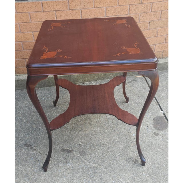 Traditional Edwardian Mahogany and Satinwood Marquetry Side Table For Sale - Image 3 of 9