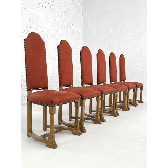 Baroque Antique French Wood and Red Fabric Chairs, Set of 8 For Sale - Image 3 of 12