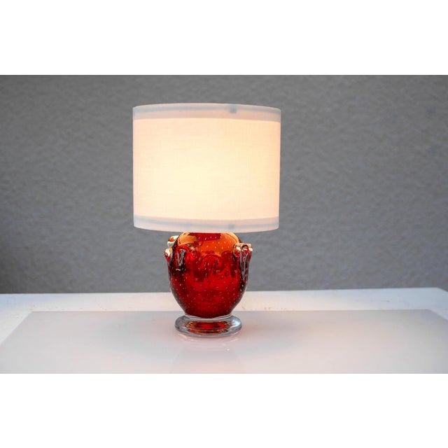 Red Bright Red Crystal Glass Lamp by Börne Augustsson for Åseda, Sweden For Sale - Image 8 of 16