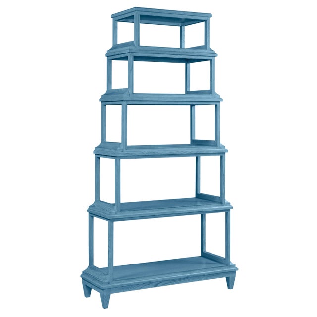 Casa Cosima Home Celerie Kemble for Casa Cosima Jules Etagere, CUSTOM COLOR Blue Belle Island- 782 For Sale - Image 4 of 4
