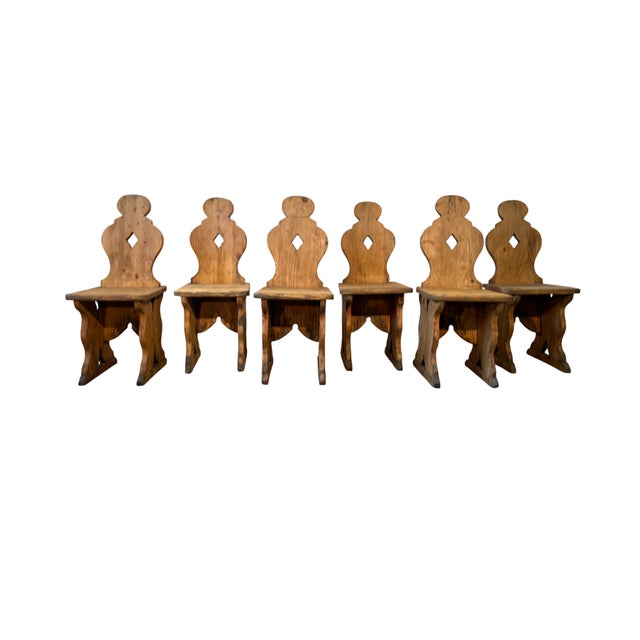 Wood Set of Rustic Chairs, Set of 6 For Sale - Image 7 of 7